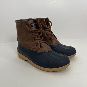 Sperry Top Sider Unisex Big Kid Size 1 Port Boot Brown & Navy Rubber Outdoor